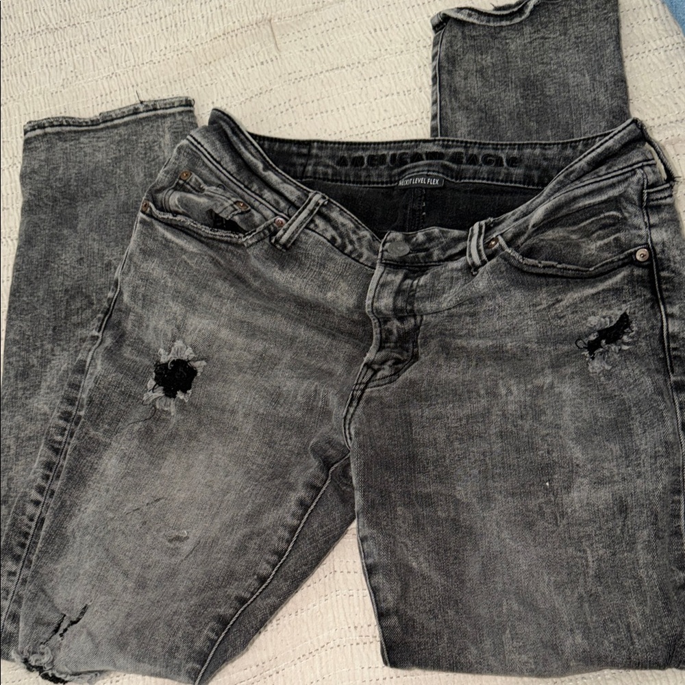 American eagle men Distressed Gray Jeans